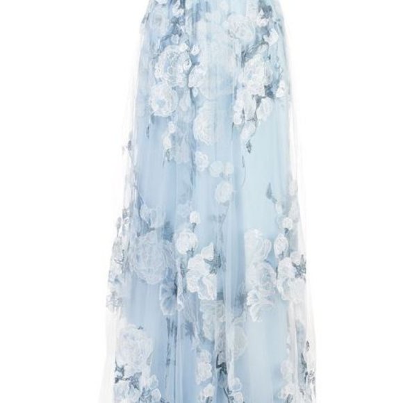 Marchesa blue gown with outer layer of tulle/embroidery - Picture 3 of 5